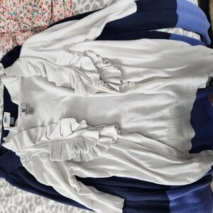 White Ruffled Women's Cardigan